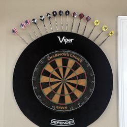 Dartboard And Cover And 15 Darts