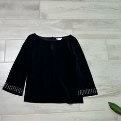 Gerard Darel Paris Stone Ring Black Blouse Top Women’s Sz 40 / M $245