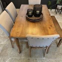 Solid Wood Dining Room Table W/ Bench
