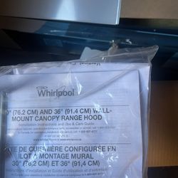 Stainless Steel 36” Whirlpool Energy Star Wall Mount Canopy Range Hood 
