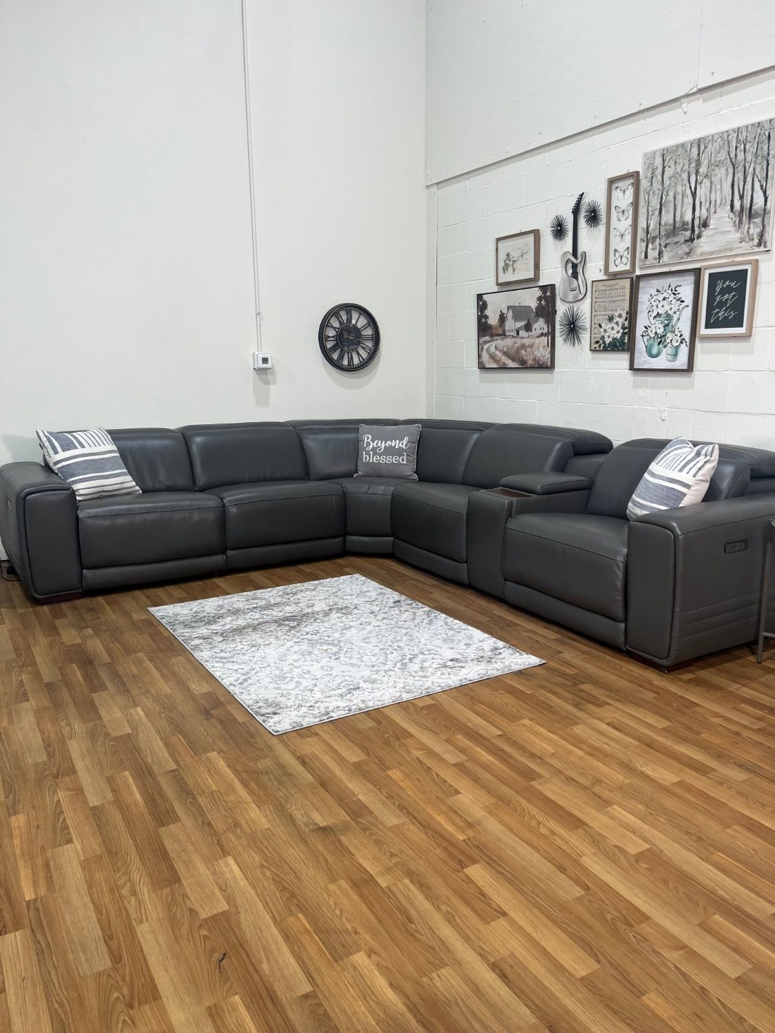 Karson Leather Power Reclining Sectional w/ Power Headrests | Free Delivery