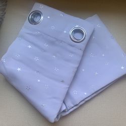 New Curtains W/silver Stars-52wx45L X2-Each Panel