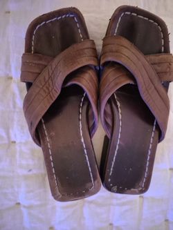 Vintage Chocolate Brown Leather Sandals Size 8