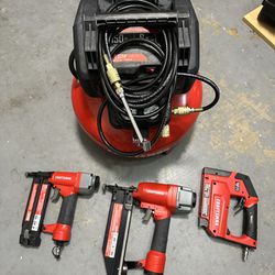 Craftsman Air compressor With 2 Nail Guns And Crown Stapler And Other Accessories 
