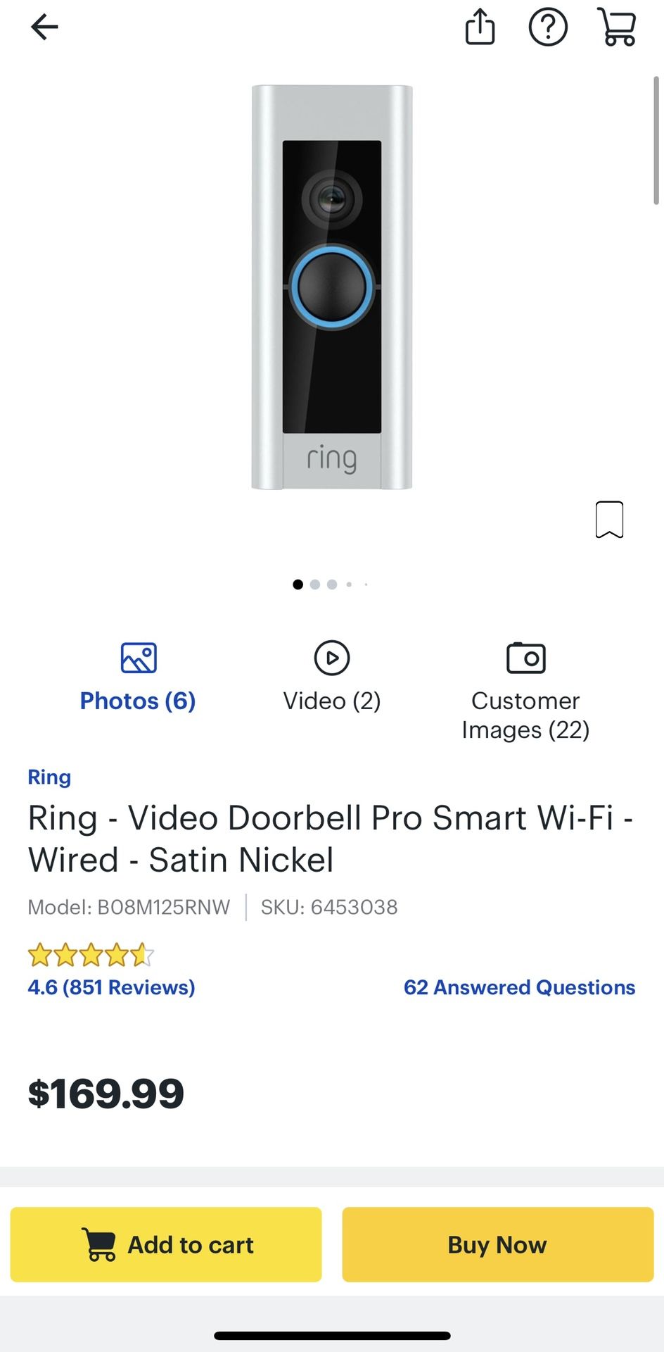 Ring - Video Doorbell Pro Smart Wi-Fi - Wired With Alarm Base Station