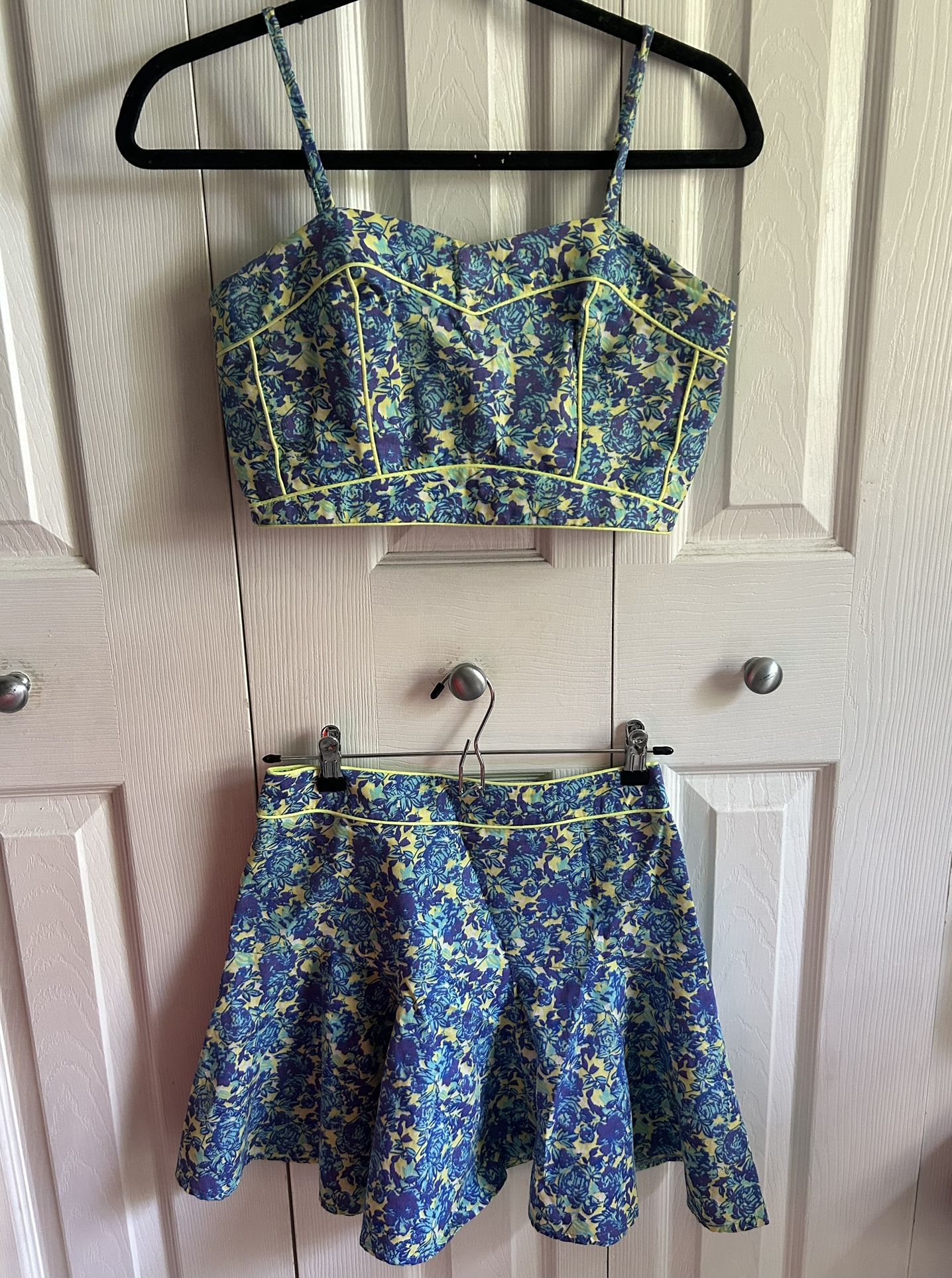 Topshop Blue And Green Floral Summer Set