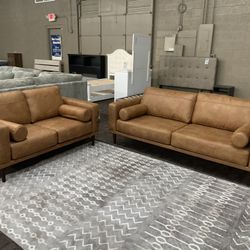 Modern Camel Sofa And Love Seat 