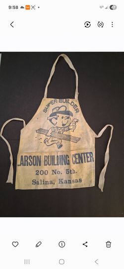 VINTAGE CHILD'S CLOTH CANVAS CARPENTERS APRON.. EXTREMELY RARE!  Measures 10x19"...COOL FIND FOR YOUR LITTLE CARPENTER!....asking $50.00