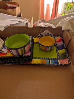 Kitchen items: roasting pan, serving dishes, magic bullet etc