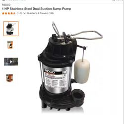 1HP Stainless Steel Dual Suction Sump Pump

