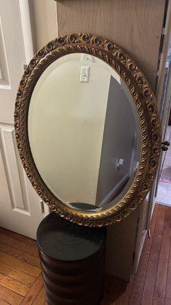 Oval Gold Ornate Framed Wall Mirror