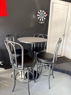Round Bar Height Table with 4 Chairs