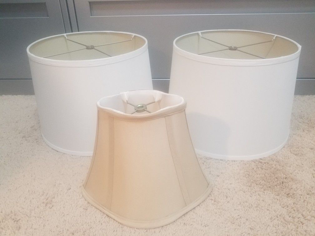 3 lamp shades white tan for you