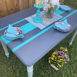 Dining Table Coastal Stripes 