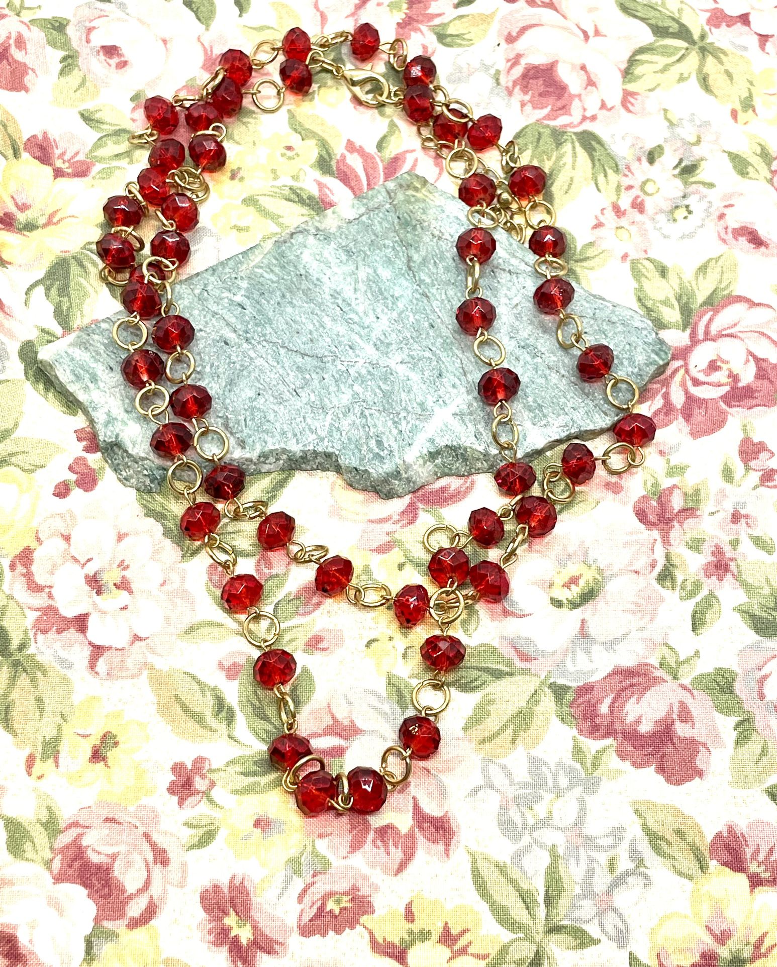40” Festive Red and Gold Necklace