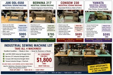 Industrial Sewing Machine Lot – 4 Vintage Commercial Machines