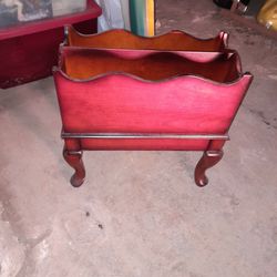 Practically New Magazine Rack Solid Wood Mahogany $20 Or Best Offer