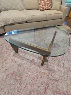 MCM Glass & Wood  Kidney Coffee Table