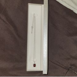 SS Garnet & Created white Sapphire Pendant