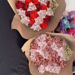 Ribbon Flowers Bouquet 💐🌹🌷