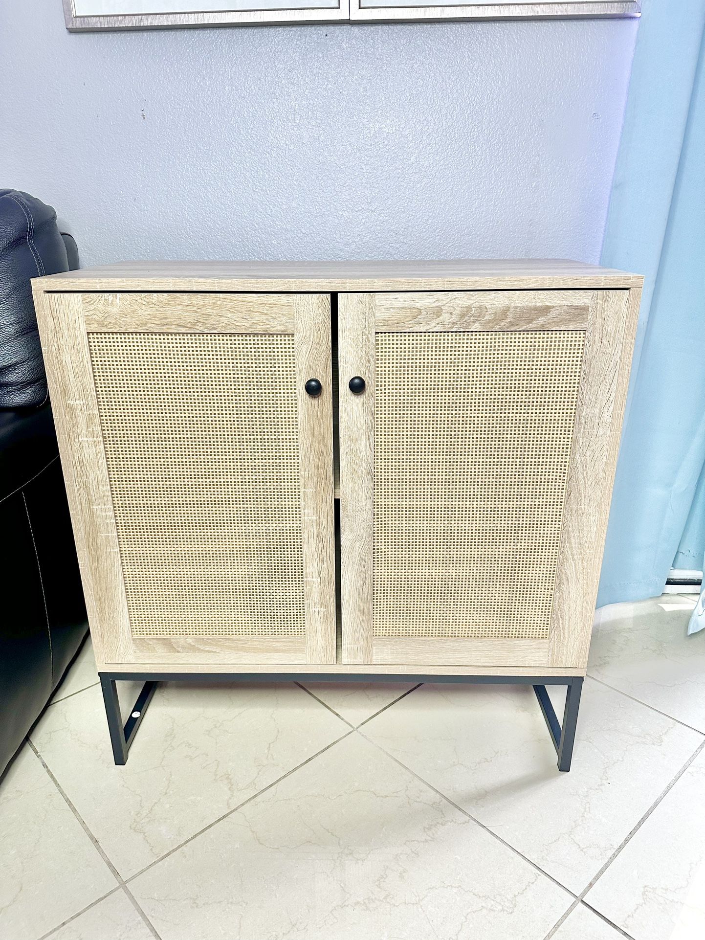 2-Door Rattan Storage Cabinet