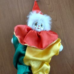 Vintage Porcelain Clown Dolls With Soft Body