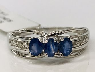 Beautiful 10K White Sapphire & Diamond Accent Ring