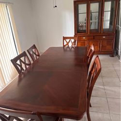 Dining Table w/chairs and China