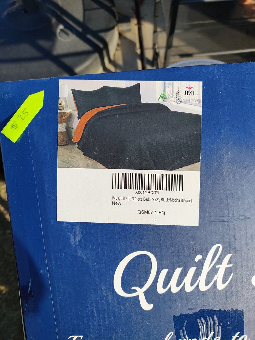 Quilt Set ,3 Pieces ,Black Mocha Bisque