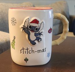 Disney Rae Dunn Christmas Stitch Mug - "Stitch-mas" Holiday Coffee Cup Ceramic