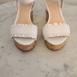 Kate Spade White Leather Wedge Sandals