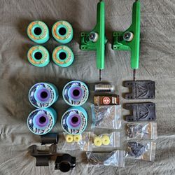 LONG BOARD TRUCKS WHEELS BEARINGS BUSHINGS HARDWARE ETC.
