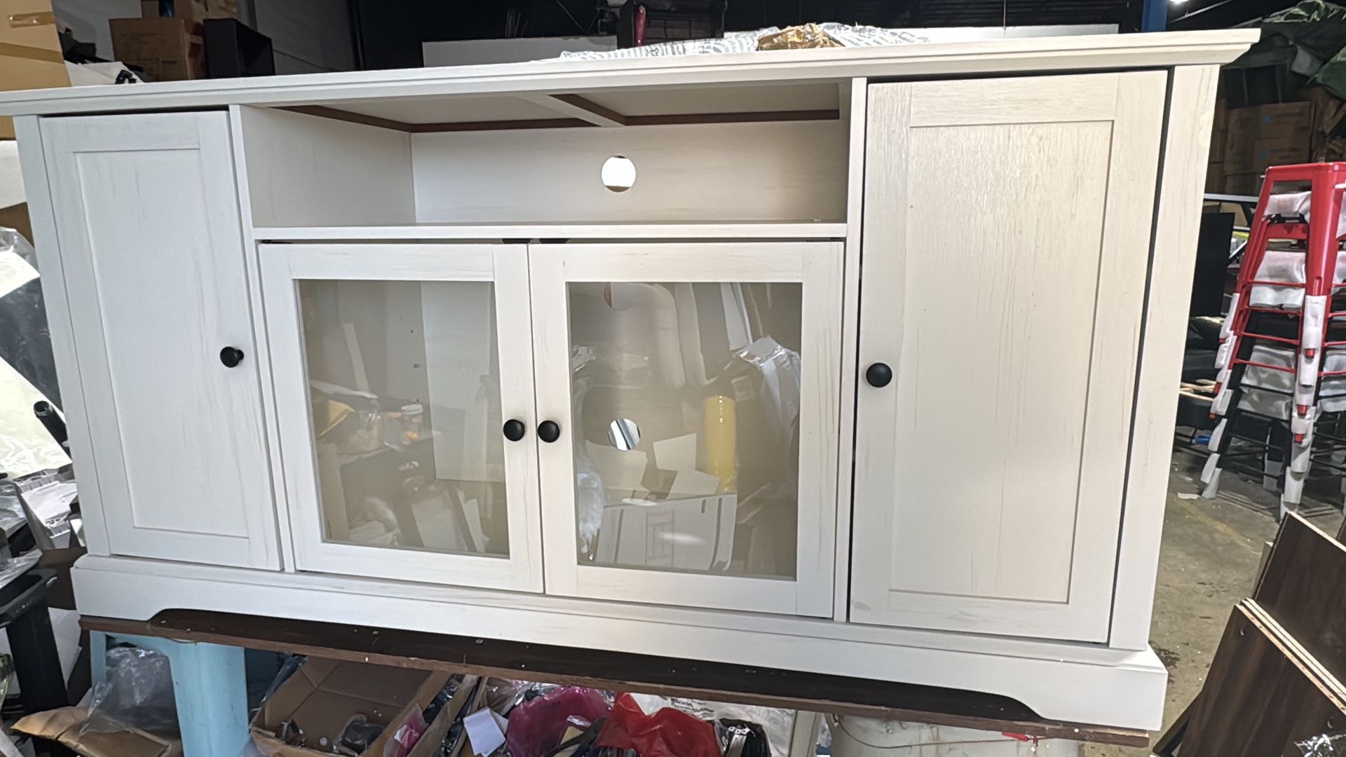 New Modern TV Stand with Storage Cabinets for TVs up to 65", Living Room Entertainment Center with Adjustable Shelves