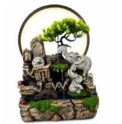 Fuente de Elefantes con Aro de Luz LED y Esfera de Cristal – Mayoreo $26