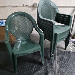 6 Green chairs outdoor indoors