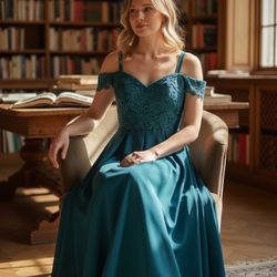 Beautiful Maniju Dress Long Teal 