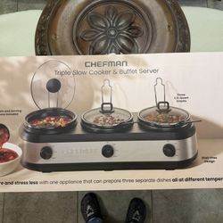 CHEFMAN  Triple Slow Cooker & Buffer Server 