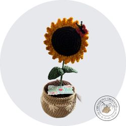 Crochet Sunflower Pot