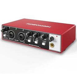 HOSONGIN 2i2 USB Audio Interface for Beginners - 24Bit/192kHz, 48V Phantom Power, Plug amp Play Recording for Podcast/Vocals/Guitar/Youtube, PC/Mac/iO