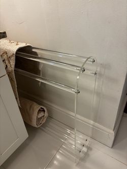 Lucite towel holder  contents of house