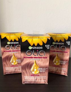 3 Boxes of Garnier Olia - 8.22 Medium Rose Gold Permanent Hair Color