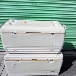 2 Big  Coolers Like 120 Quart Ones $30 Each Or Both For $50  Great For Camping Or Fishing  