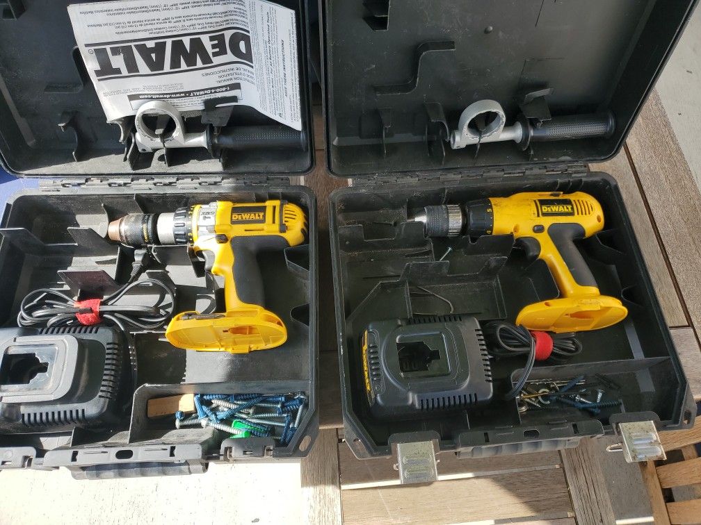2 Dewalt 18v Hammer Drills