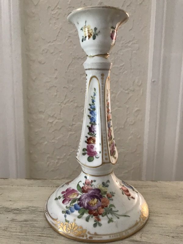 Antique dresden china candle holder