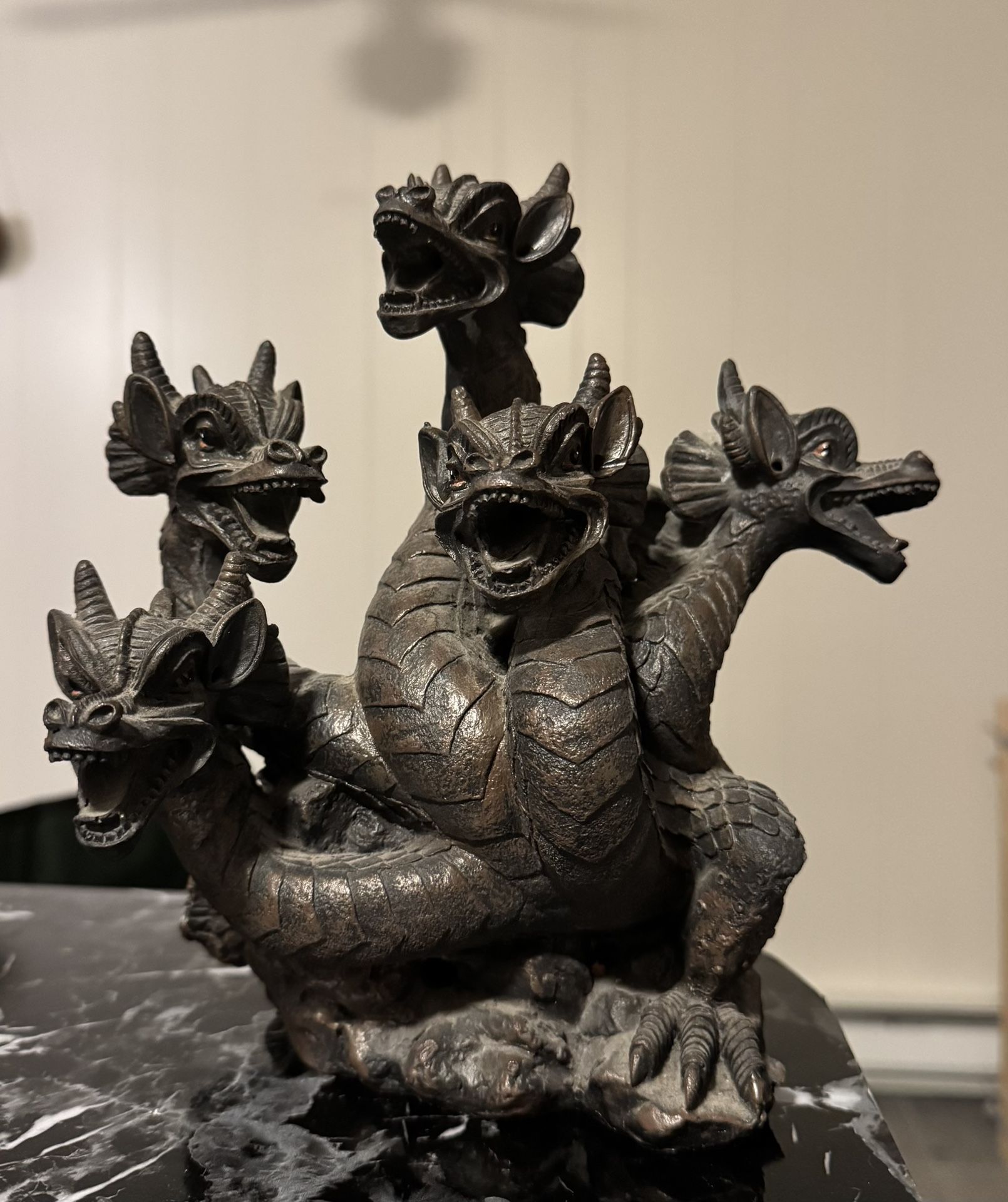 5 headed dragon incense cone burner statue