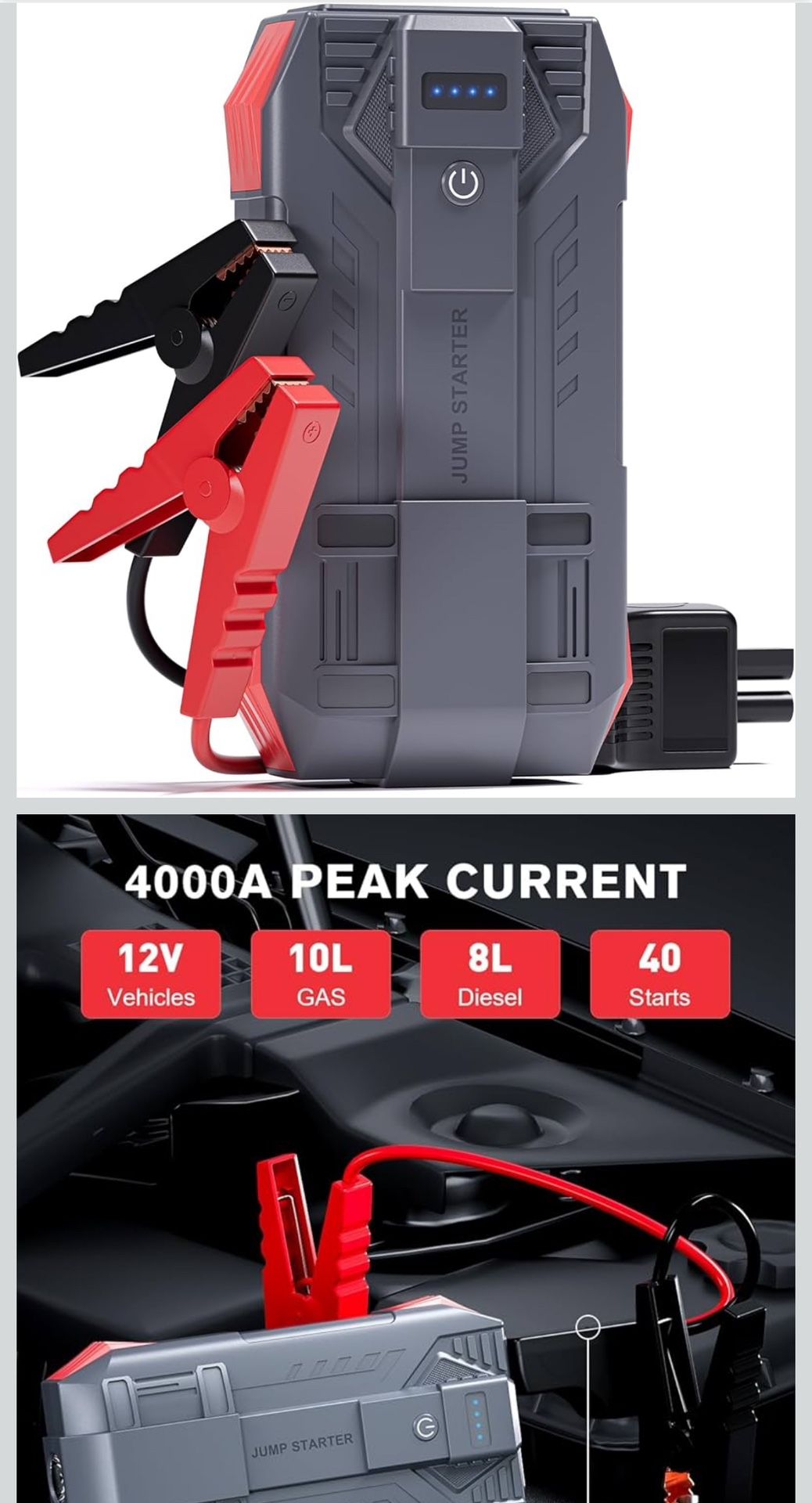 Car Battery Jump Starter, 4000A