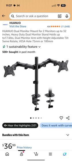 Dual Arm Monitor Mount for Desk