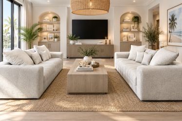 Oversized tufted sofa Skylar white tan track arm couch