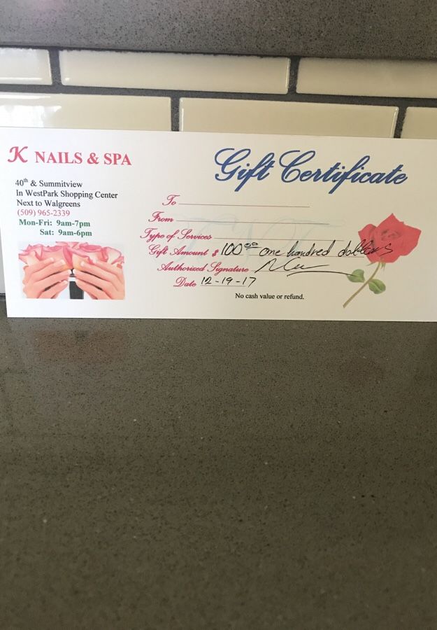 Gift Certificate - K Nails & Spa