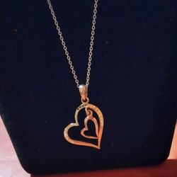 Double Heart With Rhinestones Necklace